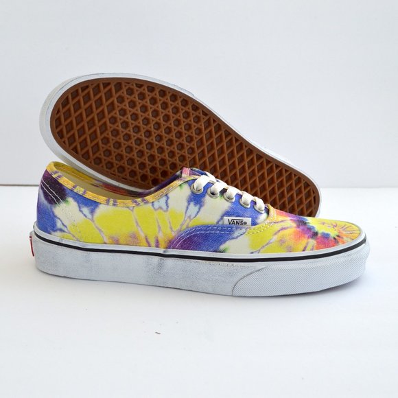 VANS AUTHENTIC WASHED YELLOW PURPLE , TIE DYE TRUE WHITE SNEAKER SHOES NEW - Picture 9 of 9